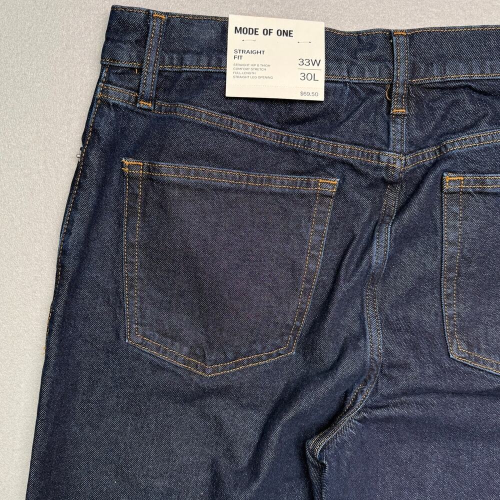 Mode of One Men's Straight-Fit Jeans, Roosevelt blue 33x30 $70 - Picture 6 of 11